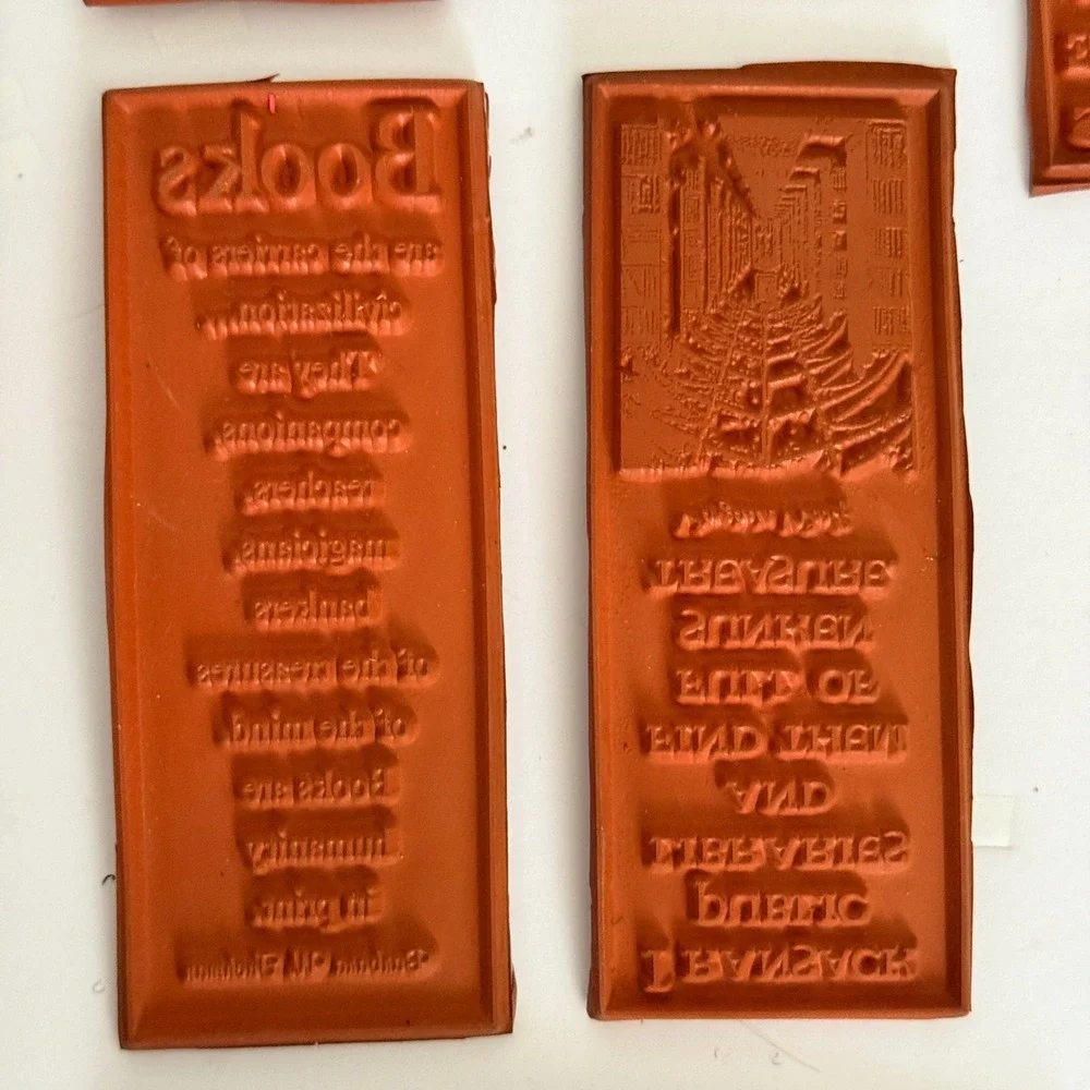 Literary Quote Rubber Stamp Set Unbranded Acrylic Blocks Books Library Red 15pc